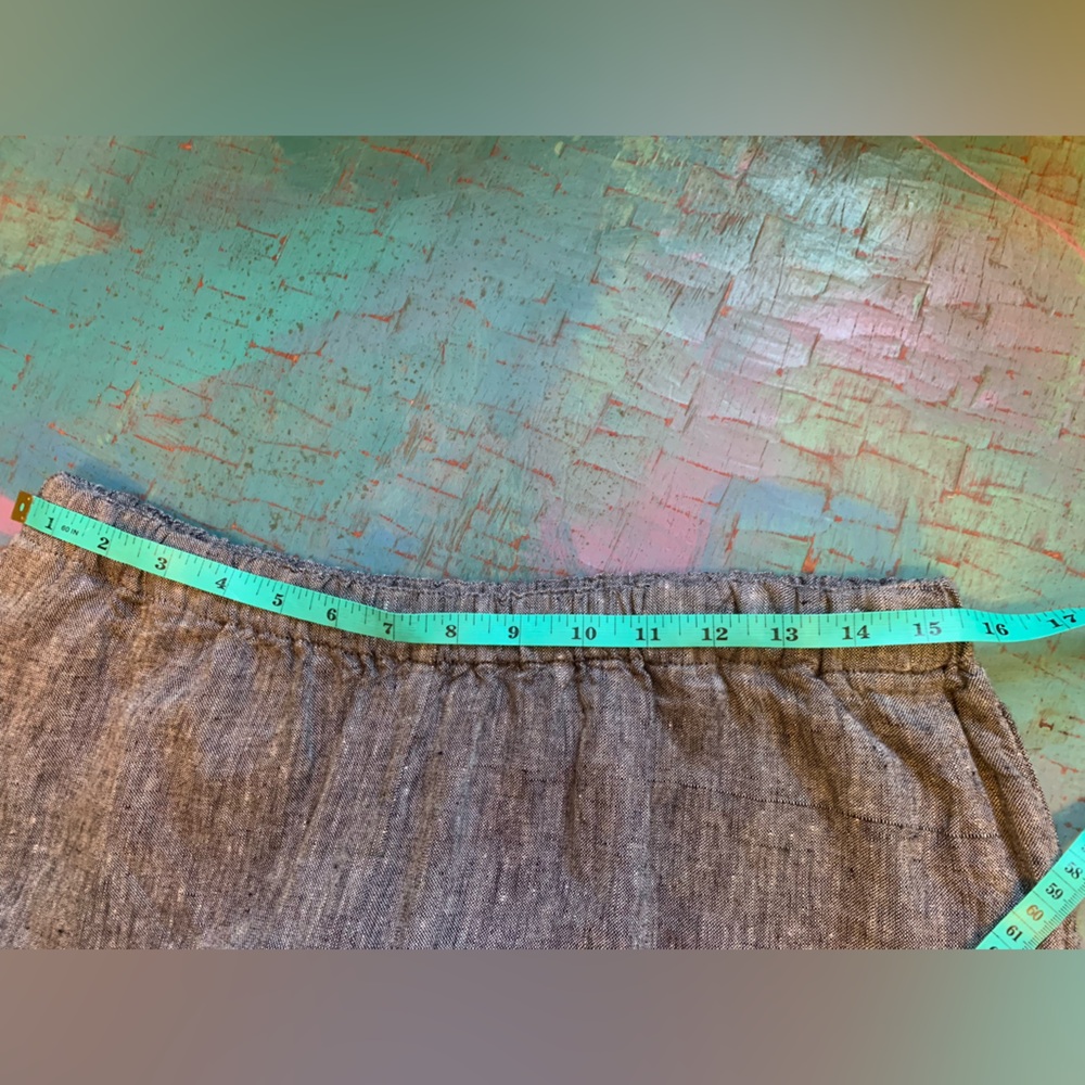 FLAX NWT LINEN PANTS FLOOD CROP SZ MED LANTERN TAPERED BLACK CROSS-DYE LAGENLOOK - Picture 5 of 9